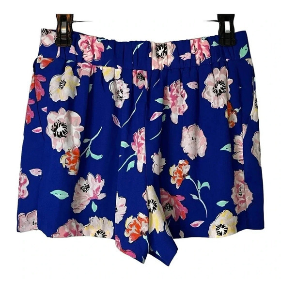 Kaari Blue Floral Print Blue Flowy Shorts Pull On Pockets Women Size Small - Picture 4 of 6